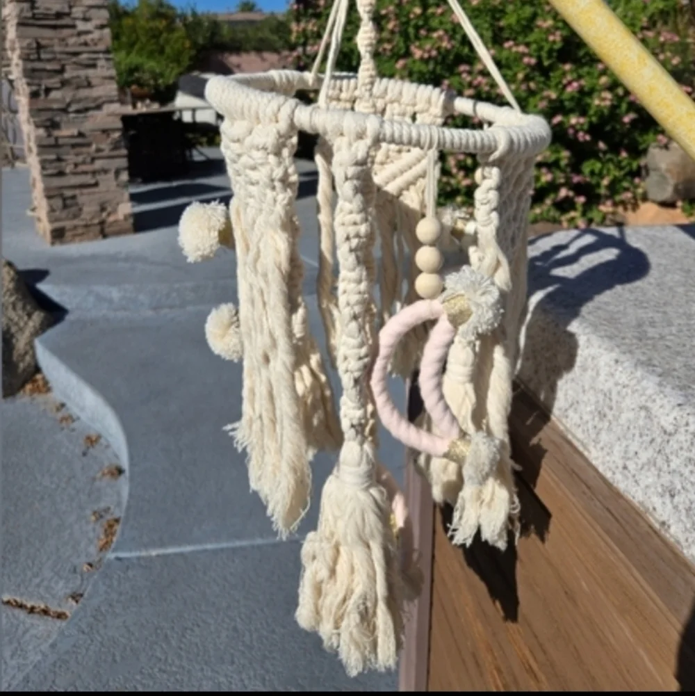 Handmade Macrame Mobile Hanger Any Room, Cribs Or Dorm